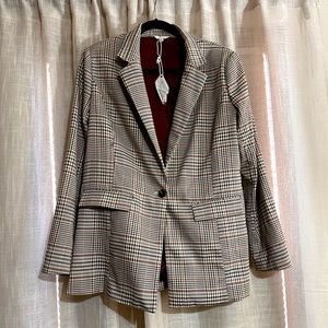 NWT Plaid Long Blazer